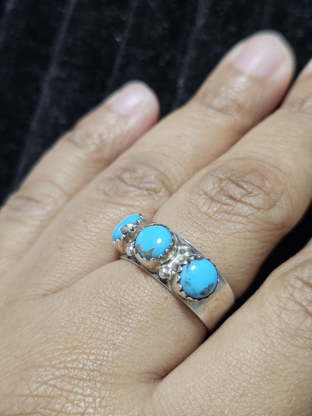 925S Triple Turquoise Ring - Blue